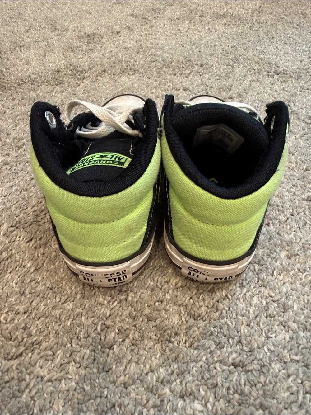 Converse | Black High-Top Sneakers with Lime Green Accents